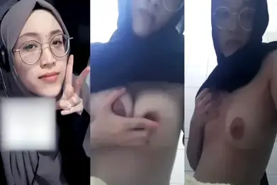 Ukhti Berkacamata Toket Jumbo Pamer Memek Basah Kuyup